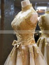 High Neck Tulle Appliques Lace Inexpensive Knee-length Prom Dresses #Milly020101414