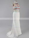 Sheath/Column Scoop Neck Jersey Sweep Train Beading Prom Dresses #Milly020101850