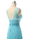 Affordable A-line Scoop Neck Chiffon with Lace Blue Long Bridesmaid Dresses #Milly01012730