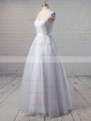 A-line Scoop Neck Tulle Appliques Lace Gorgeous White Wedding Dress #Milly00022503