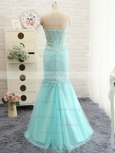 Trumpet/Mermaid Sweetheart Floor-length Tulle Appliques Lace Prom Dresses #Milly020102129