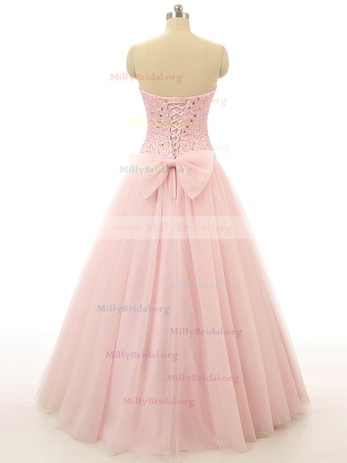 Ball Gown Strapless Tulle Floor-length Beading Prom Dresses #Milly020102115