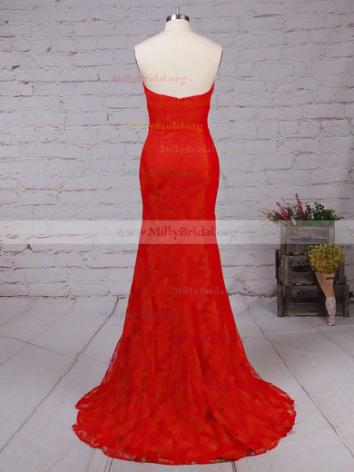 Trumpet/Mermaid Sweetheart Lace Sweep Train Prom Dresses #Milly020102187