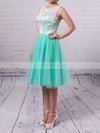 A-line Scoop Neck Lace Tulle Short/Mini Prom Dresses #Milly020102213