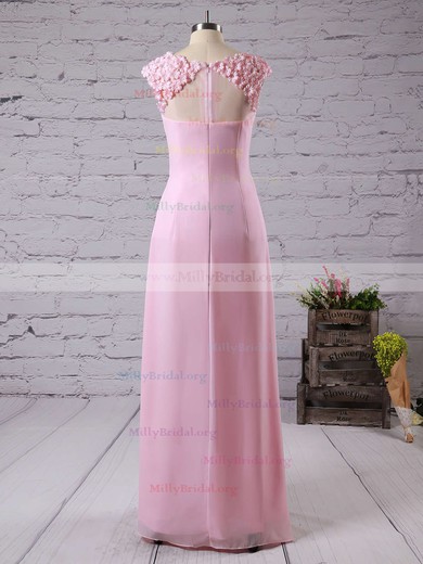 A-line Scoop Neck Chiffon with Appliques Lace Pretty Bridesmaid Dresses #Milly01012757