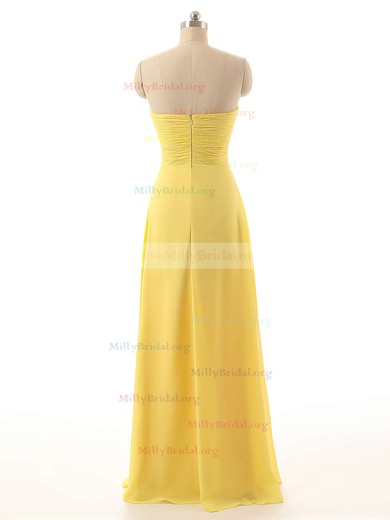 Sweetheart Chiffon Floor-length Criss Cross Yellow Bridesmaid Dresses #Milly01012794