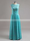 Scoop Neck Lace Chiffon Floor-length Ruched New Style Bridesmaid Dresses #Milly01012813