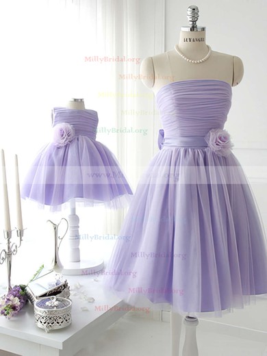 Strapless Satin Tulle Short/Mini Bow Graceful Lavender Bridesmaid Dress #Milly01012888