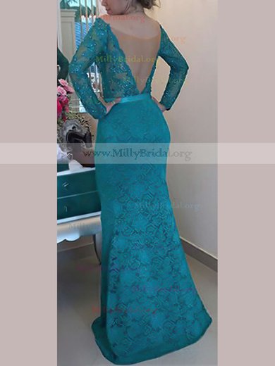 Trumpet/Mermaid Off-the-shoulder Lace Floor-length Appliques Lace Prom Dresses #Milly020102429