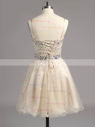 A-line Sweetheart Organza Short/Mini Beading Homecoming Dresses #Milly02014607