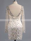 Sheath/Column Scoop Neck Satin Tulle Short/Mini Beading Homecoming Dresses #Milly02016332