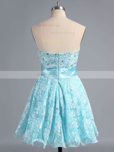 A-line Sweetheart Lace Short/Mini Beading Homecoming Dresses #Milly02042339