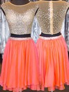 Two Piece A-line Scoop Neck Chiffon Tulle Short/Mini Crystal Detailing Homecoming Dresses #Milly020102540