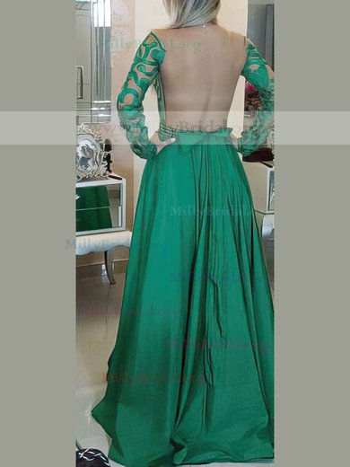 A-line Scoop Neck Chiffon Floor-length Beading Prom Dresses #Milly020102450