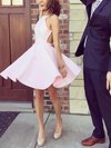 A-line Scoop Neck Satin Short/Mini Prom Dresses #Milly020102594