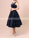 A-line Off-the-shoulder Satin Tea-length Pockets Prom Dresses #Milly020102596