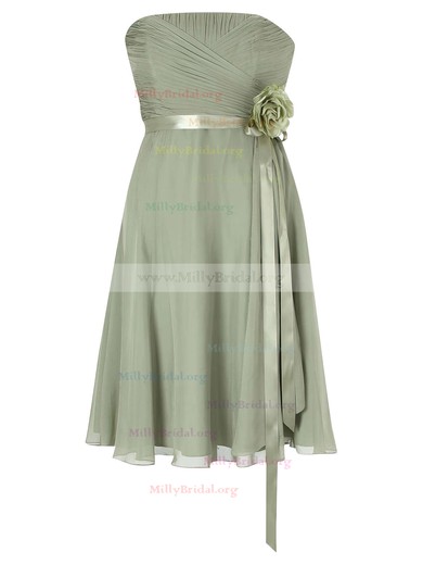 Empire Strapless Chiffon Knee-length Sashes / Ribbons Beautiful Bridesmaid Dresses #Milly01012953