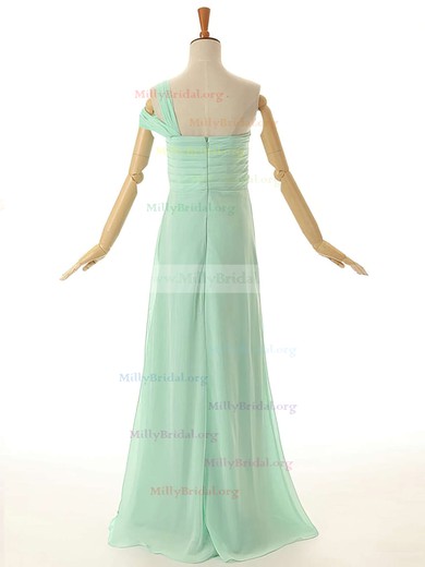 Empire One Shoulder Chiffon Floor-length Ruffles Modest Bridesmaid Dresses #Milly01012954