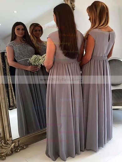 A-line Scoop Neck Chiffon Tulle Floor-length Appliques Lace Graceful Bridesmaid Dresses #Milly01012962