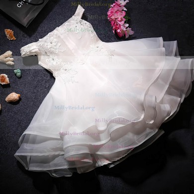 A-line Off-the-shoulder Organza Tea-length Beading Original Flower Girl Dresses #Milly01031919