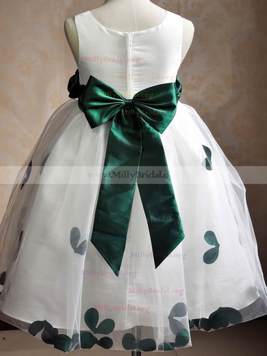 Classy Ball Gown Scoop Neck Tulle Floor-length Sashes / Ribbons Flower Girl Dresses #Milly01031935