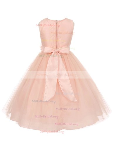 Original Princess V-neck Tulle Floor-length Sashes / Ribbons Flower Girl Dresses #Milly01031936