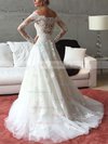 Perfect A-line Off-the-shoulder Tulle Sweep Train Appliques Lace Long Sleeve Wedding Dresses #Milly00022541