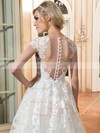 A-line Scoop Neck Tulle Sweep Train Appliques Lace Cap Straps Perfect Wedding Dresses #Milly00022665