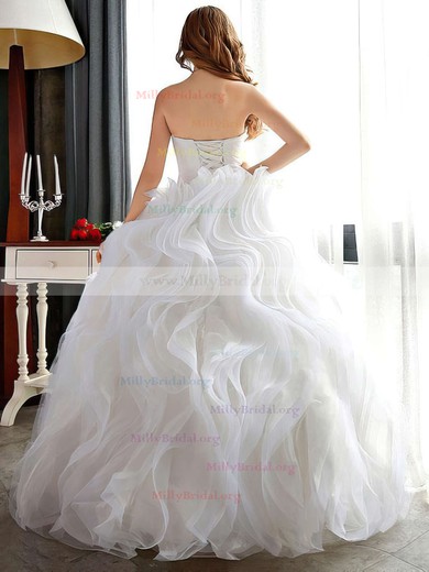 Ball Gown Sweetheart Organza Floor-length Cascading Ruffles Different Wedding Dresses #Milly00022681