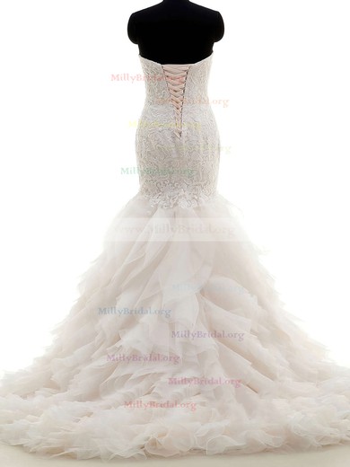 Trumpet/Mermaid Sweetheart Tulle Sweep Train Lace Original Wedding Dresses #Milly00022704