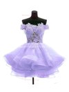 Princess Off-the-shoulder Organza Tulle Short/Mini Appliques Lace Cute Prom Dresses #Milly020102801