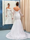 Trumpet/Mermaid Off-the-shoulder Tulle Sweep Train Appliques Lace Long Sleeve Nicest Wedding Dresses #Milly00022735