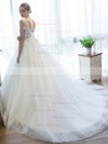 Ball Gown V-neck Tulle Court Train Appliques Lace Backless Fabulous Wedding Dresses #Milly00022757