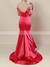 Trumpet/Mermaid Off-the-shoulder Satin Sweep Train Tiered Prom Dresses #Milly020102917