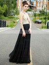 A-line Scoop Neck Chiffon Floor-length Crystal Detailing Prom Dresses #Milly020102928