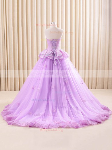 Fabulous Ball Gown Sweetheart Lace Tulle Sweep Train Appliques Lace Quinceanera Dresses #Milly02072537