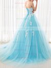 Ball Gown Sweetheart Tulle Sweep Train Appliques Lace Lace-up Beautiful Prom Dresses #Milly020103029