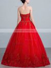 Classy Ball Gown Sweetheart Tulle Floor-length Appliques Lace Red Prom Dresses #Milly020103038