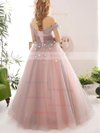 Ball Gown Off-the-shoulder Tulle Floor-length Appliques Lace New Arrival Prom Dresses #Milly020103044