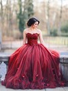 Ball Gown Sweetheart Tulle Floor-length Appliques Lace Prom Dresses #Milly020103052