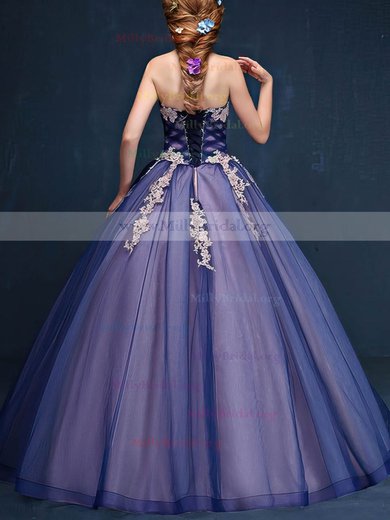 Ball Gown Sweetheart Tulle Floor-length Appliques Lace Lace-up Modest Prom Dresses #Milly020103107