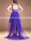 A-line Scoop Neck Tulle Asymmetrical Beading Prom Dresses #Milly020103151