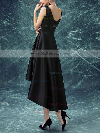 A-line Scoop Neck Satin Asymmetrical Prom Dresses #Milly020103168
