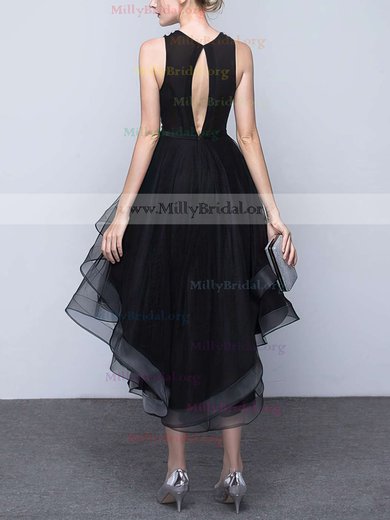 Princess Scoop Neck Organza Asymmetrical Beading Prom Dresses #Milly020103179