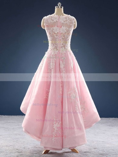 Princess V-neck Lace Asymmetrical Appliques Lace Prom Dresses #Milly020103187