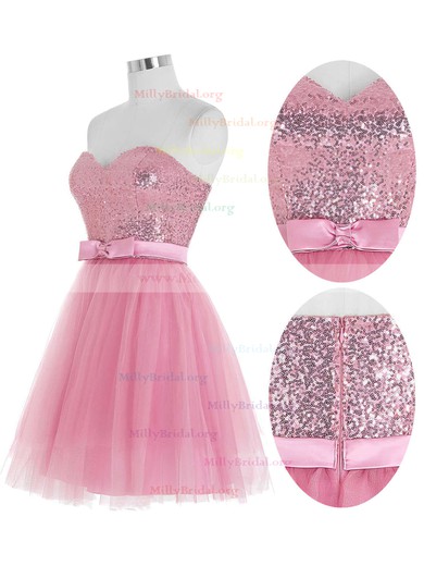 Princess Sweetheart Tulle Sequined Short/Mini Sashes / Ribbons Prom Dresses #Milly020103249