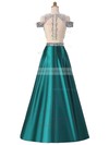 A-line Scoop Neck Satin Floor-length Crystal Detailing Prom Dresses #Milly020103343