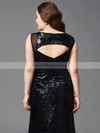 Sparkly Sheath/Column Scoop Neck Tulle Sequined Floor-length Ruffles Black Plus Size Prom Dresses #Milly020103403