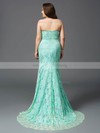 Trumpet/Mermaid Strapless Lace Sweep Train Appliques Lace New Arrival Plus Size Prom Dresses #Milly020103417