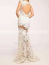 Trumpet/Mermaid Scoop Neck Lace Tulle Sweep Train Appliques Lace Prom Dresses #Milly020103500